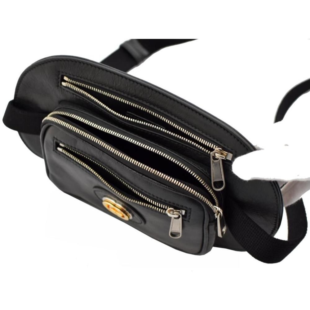 Gucci Waist Bag Body Bag Hip Bag Interlocking Leather Black - Picture 7 of 10